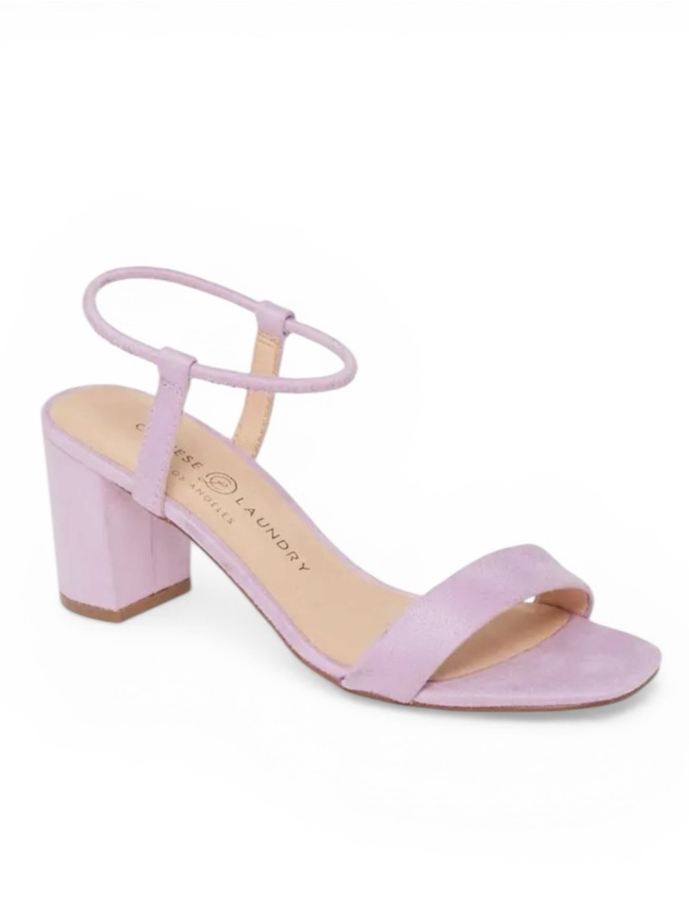 NWOT Chinese Laundry Lilac Suede Block Heel Sandals